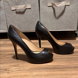 Vince Camuto Black Peep-Toe Heels